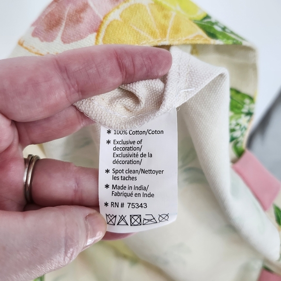 Cotton Canvas Citrus Tote Bag Pink Yellow Lemon Tassel Preppy Spring Summer - Picture 8 of 8